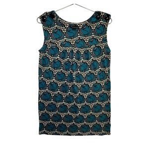 Twenty One Teal & Black Patterned Sleeveless Blouse – Size S – EUC